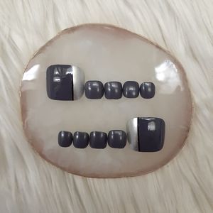 Grayish Handmade Press on Toenails